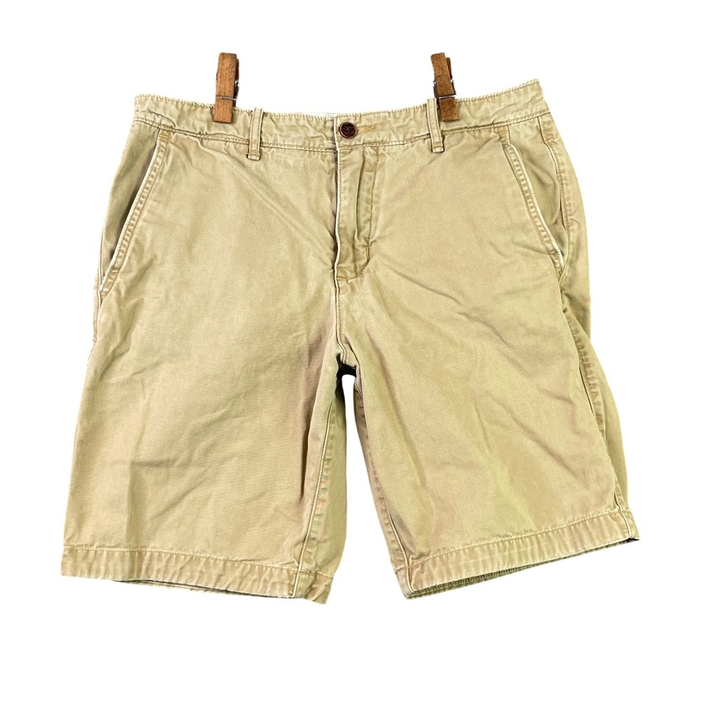 Abercrombie & Fitch Chino Shorts Mens 31 Khaki Tan Cotton Twill Flat Front 9"